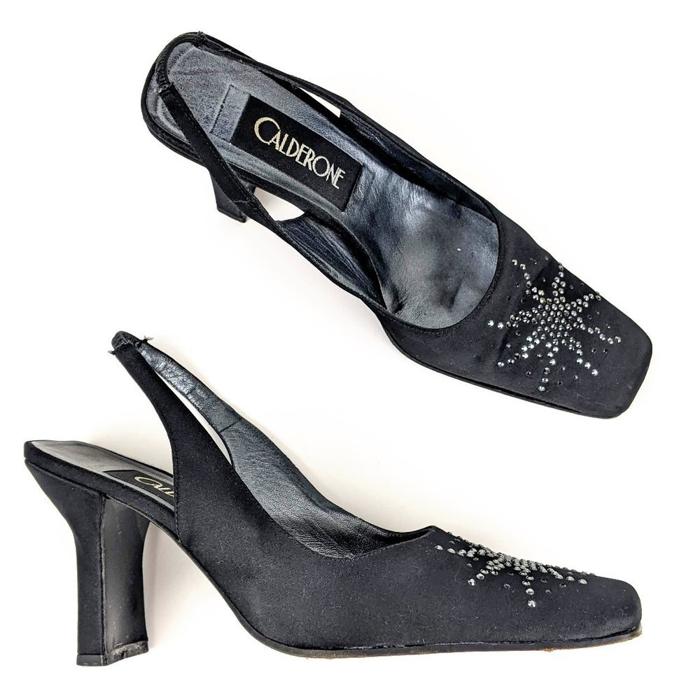 Calderone Black Heels Slingback Size 10